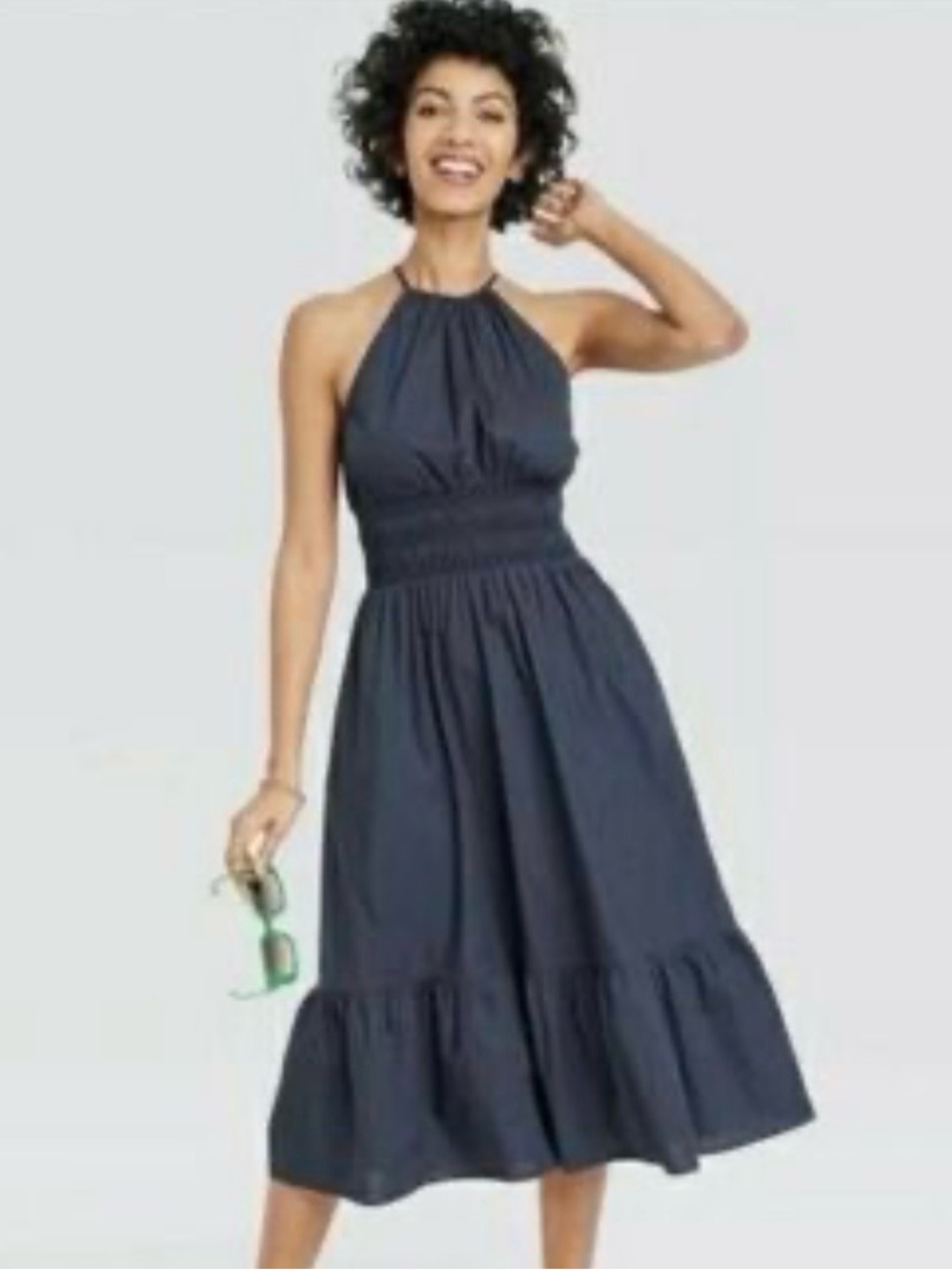 a new day Navy Halter Midi Dress with Ruffle Hem